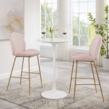 Lumen 28" Round Faux Marble Bar Table in White