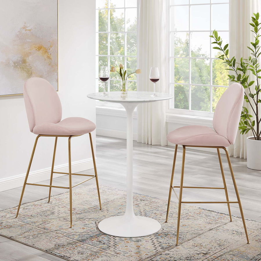 Lumen 28" Round Faux Marble Bar Table in White