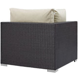 Sienna 5 Piece Outdoor Patio Sectional Set in Espresso Beige