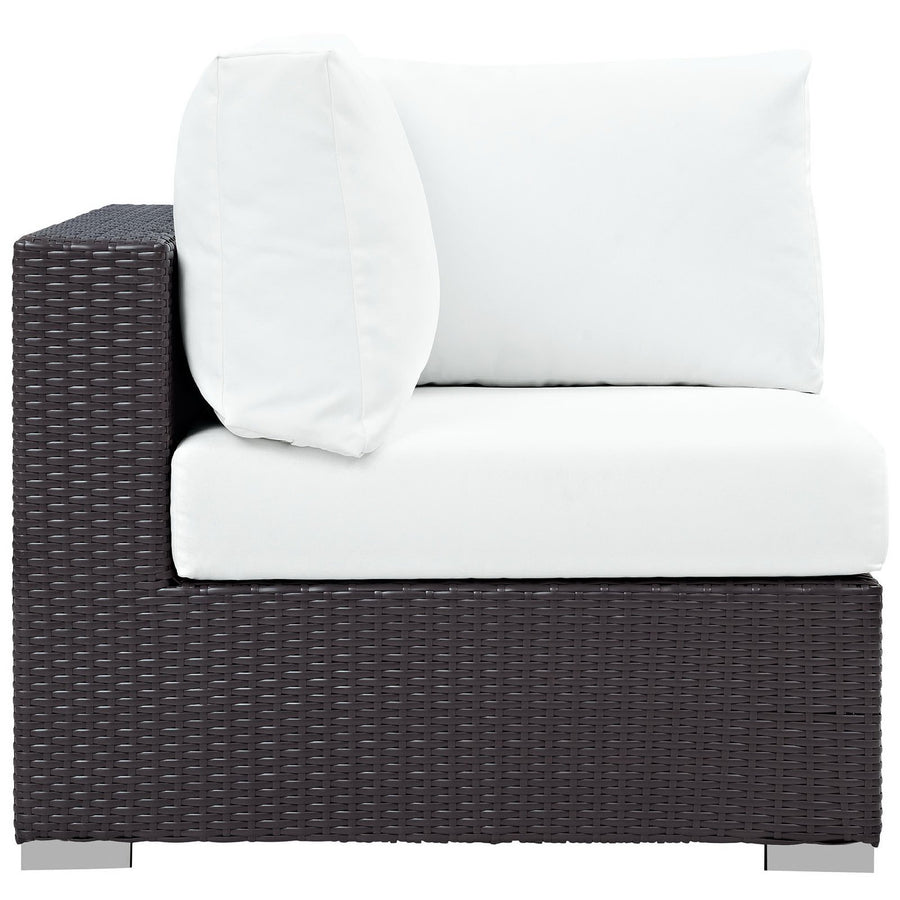 Sienna 10 Piece Outdoor Patio Sectional Set in Espresso White