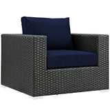 Pewter Outdoor Patio Sunbrella® Armchair in Canvas Navy