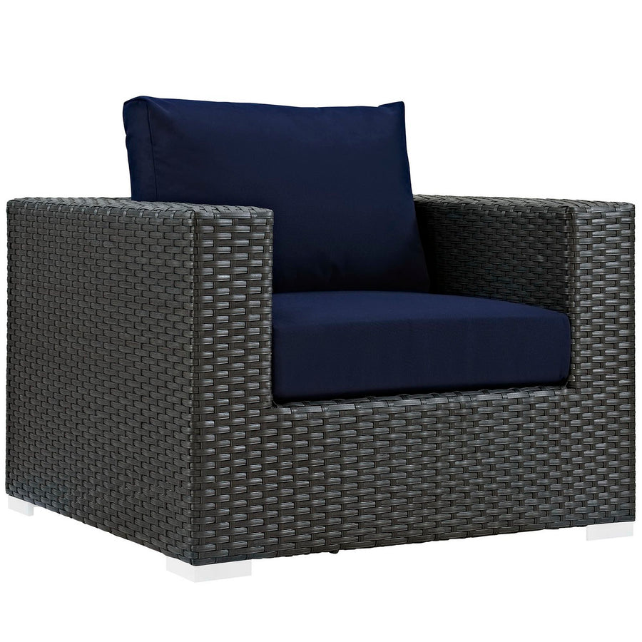 Pewter Outdoor Patio Sunbrella® Armchair in Canvas Navy