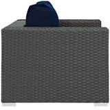 Pewter Outdoor Patio Sunbrella® Armchair in Canvas Navy