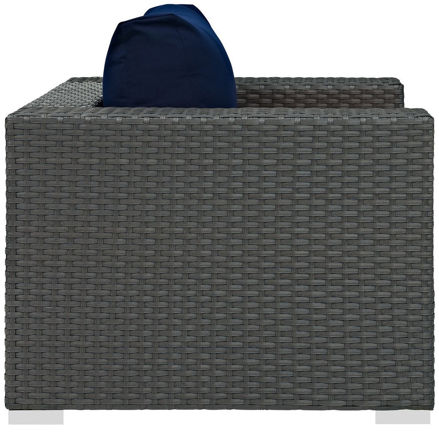 Pewter Outdoor Patio Sunbrella® Armchair in Canvas Navy