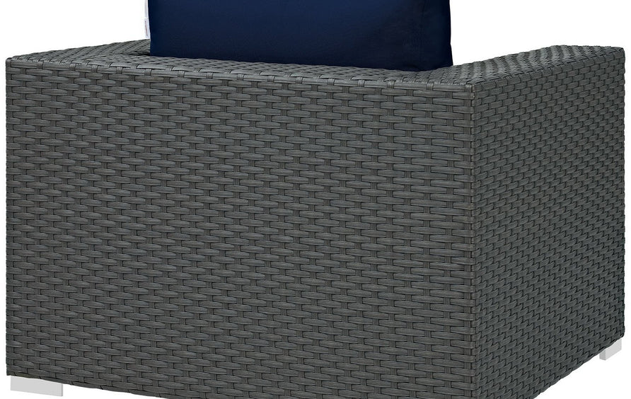 Pewter Outdoor Patio Sunbrella® Armchair in Canvas Navy