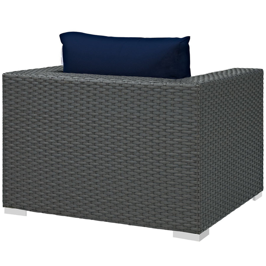 Pewter Outdoor Patio Sunbrella® Armchair in Canvas Navy