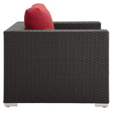 Pewter Outdoor Patio Sunbrella® Armchair in Canvas Red