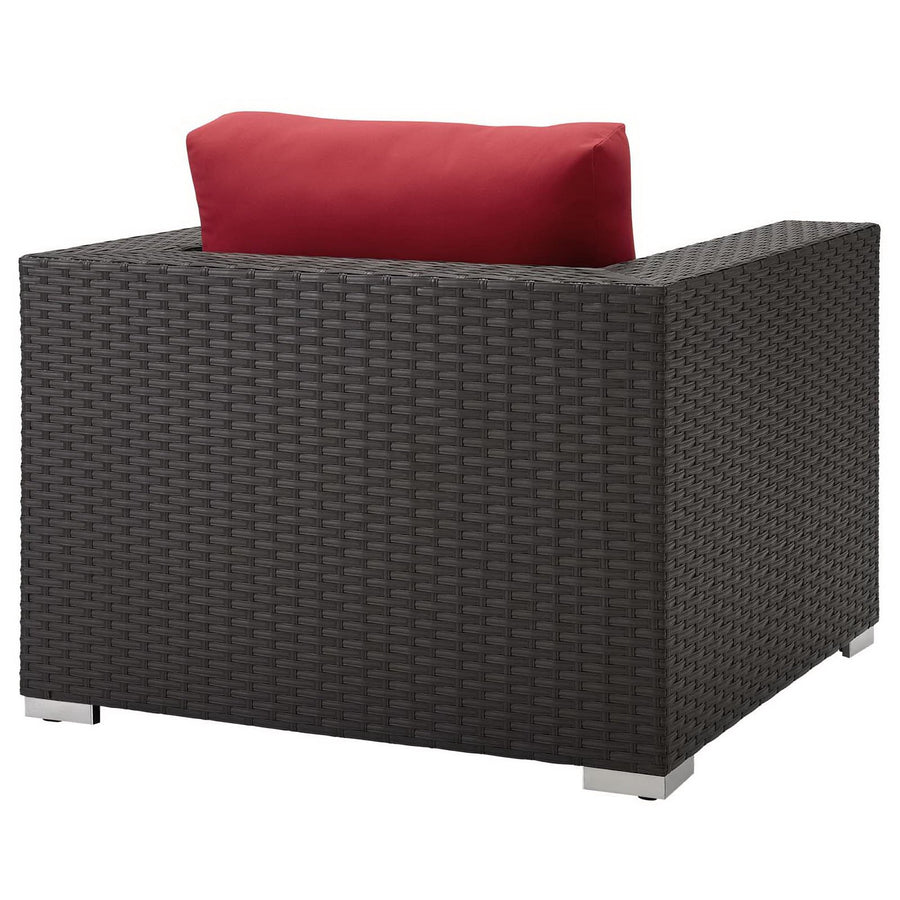 Pewter Outdoor Patio Sunbrella® Armchair in Canvas Red
