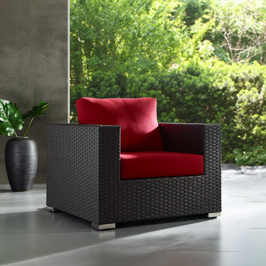 Pewter Outdoor Patio Sunbrella® Armchair in Canvas Red