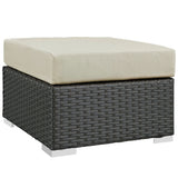 Pewter Outdoor Patio Sunbrella® Ottoman in Canvas Antique Beige