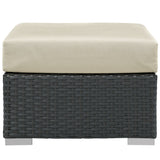 Pewter Outdoor Patio Sunbrella® Ottoman in Canvas Antique Beige