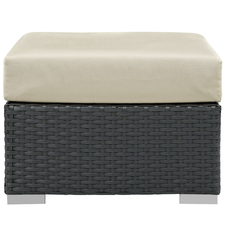 Pewter Outdoor Patio Sunbrella® Ottoman in Canvas Antique Beige