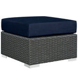 Pewter Outdoor Patio Sunbrella® Ottoman in Canvas Navy
