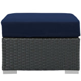 Pewter Outdoor Patio Sunbrella® Ottoman in Canvas Navy