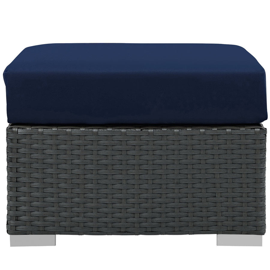 Pewter Outdoor Patio Sunbrella® Ottoman in Canvas Navy