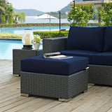 Pewter Outdoor Patio Sunbrella® Ottoman in Canvas Navy