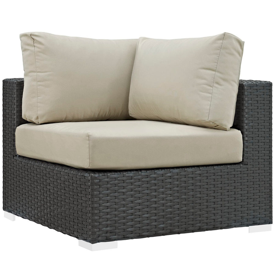 Pewter Outdoor Patio Sunbrella® Corner in Canvas Antique Beige