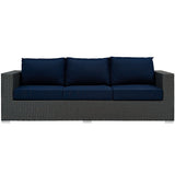 Pewter Outdoor Patio Sunbrella® Sofa in Canvas Navy