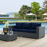 Pewter Outdoor Patio Sunbrella® Sofa in Canvas Navy