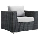 Field Outdoor Patio Fabric Sunbrella® Armchair in Canvas Gray