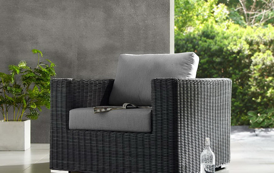 Field Outdoor Patio Fabric Sunbrella® Armchair in Canvas Gray
