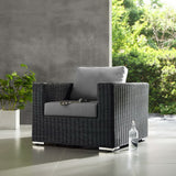 Field Outdoor Patio Fabric Sunbrella® Armchair in Canvas Gray