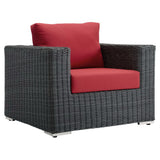 Field Outdoor Patio Fabric Sunbrella® Armchair in Canvas Red