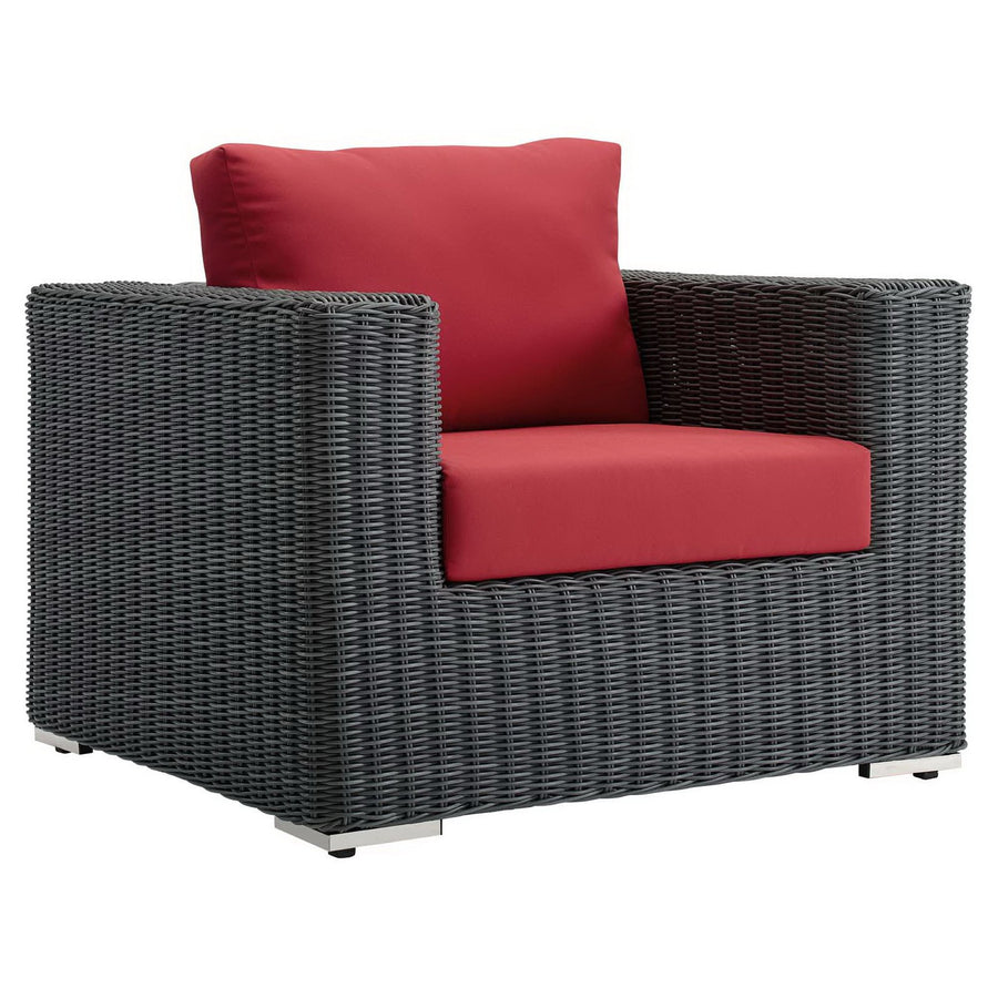 Field Outdoor Patio Fabric Sunbrella® Armchair in Canvas Red