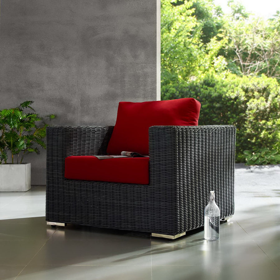 Field Outdoor Patio Fabric Sunbrella® Armchair in Canvas Red