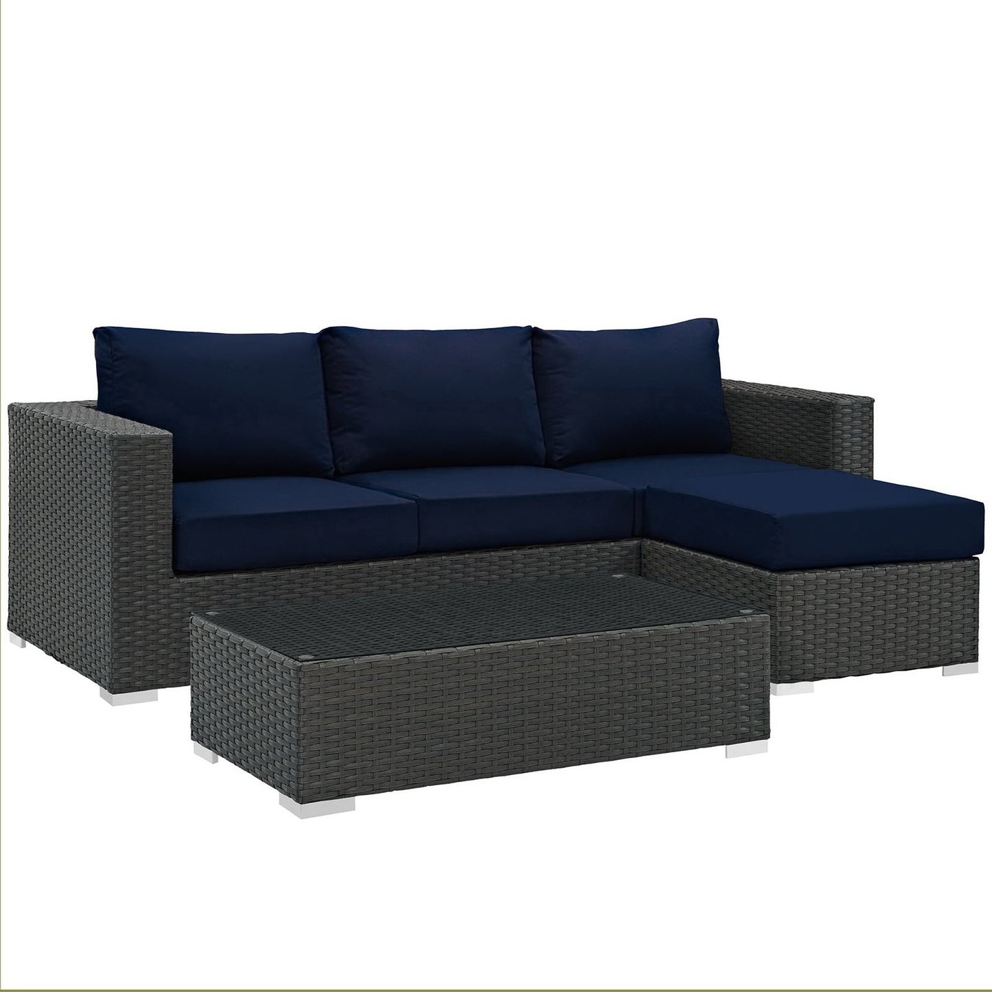 Sojourn 3 Piece Outdoor Patio SunbrellaÂ® Sectional Set by Furniture For America