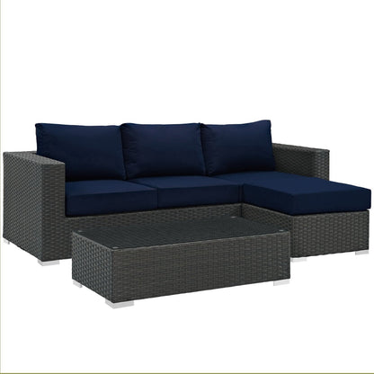 Sojourn 3 Piece Outdoor Patio SunbrellaÂ® Sectional Set by Furniture For America