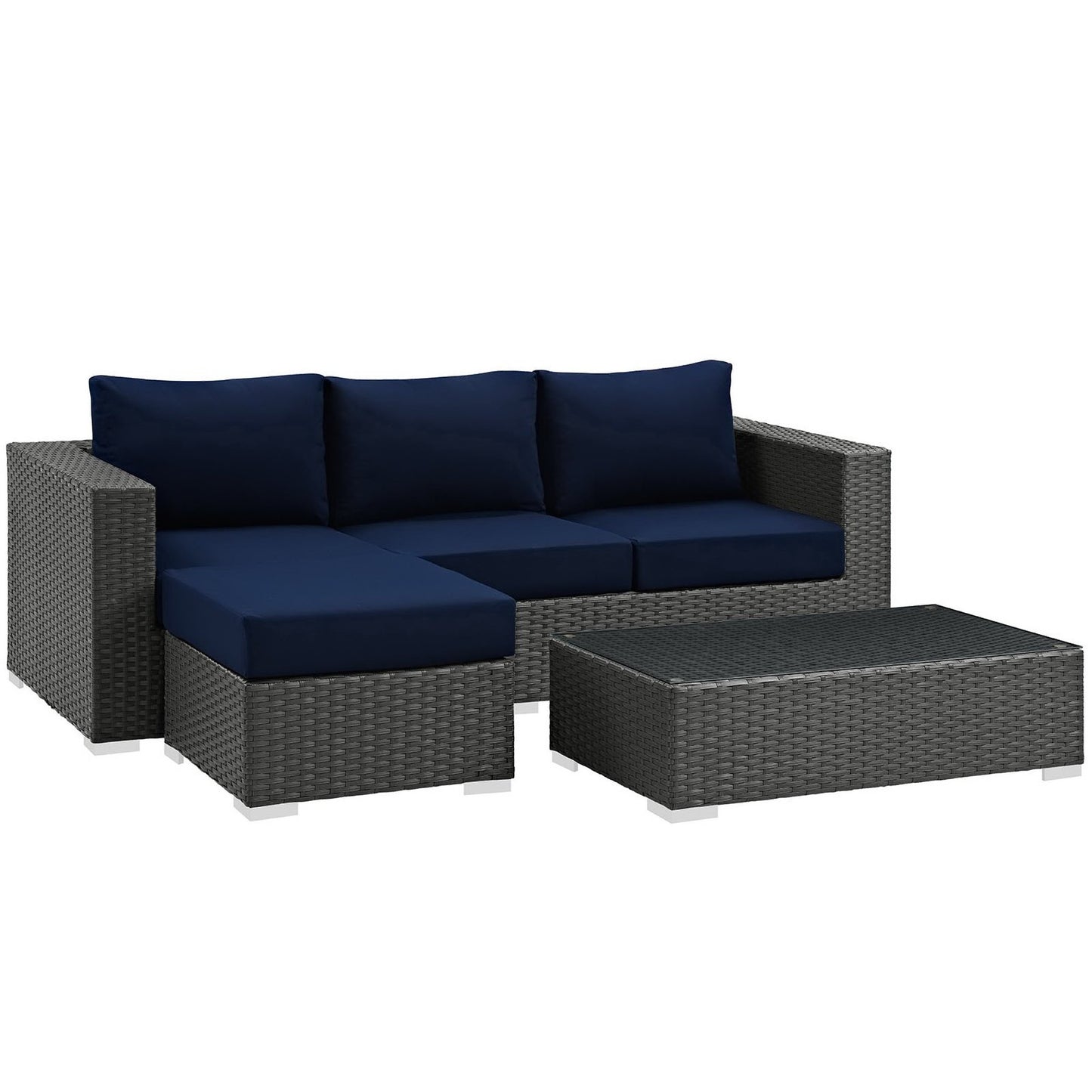 Sojourn 3 Piece Outdoor Patio SunbrellaÂ® Sectional Set by Furniture For America