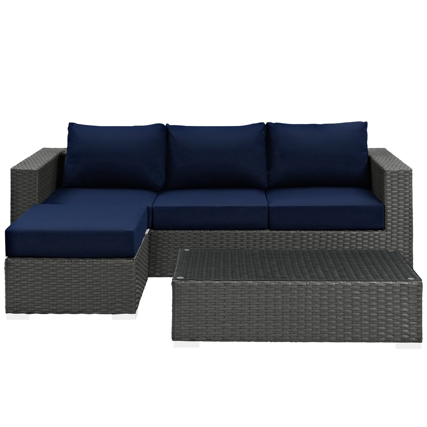 Sojourn 3 Piece Outdoor Patio SunbrellaÂ® Sectional Set by Furniture For America