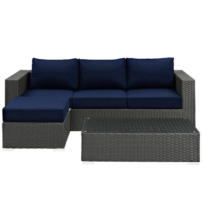 Sojourn 3 Piece Outdoor Patio SunbrellaÂ® Sectional Set by Furniture For America