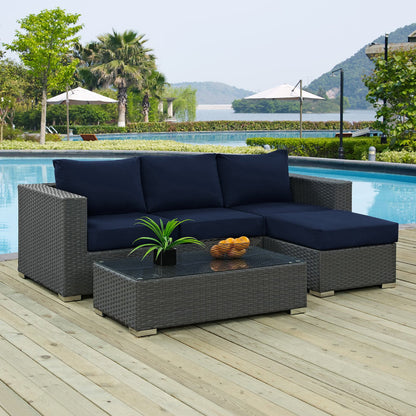 Sojourn 3 Piece Outdoor Patio SunbrellaÂ® Sectional Set by Furniture For America