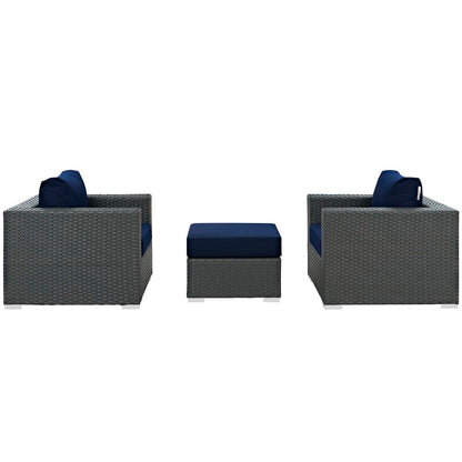 Sojourn 3 Piece Outdoor Patio SunbrellaÂ® Sectional Set by Furniture For America