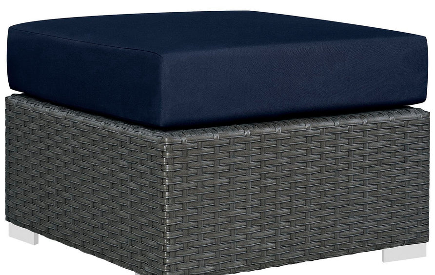 Pewter 3 Piece Outdoor Patio Sunbrella® Sectional Set in Canvas Navy