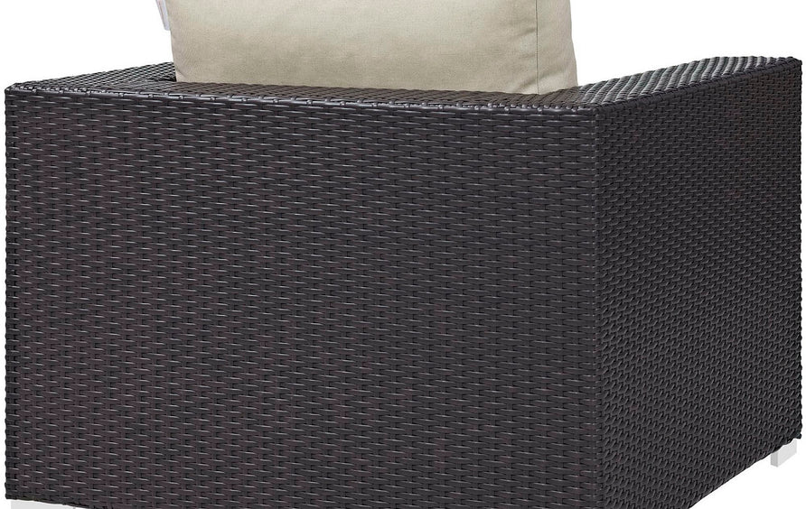 Sienna 5 Piece Outdoor Patio Sectional Set in Espresso Beige