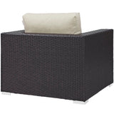 Sienna 5 Piece Outdoor Patio Sectional Set in Espresso Beige