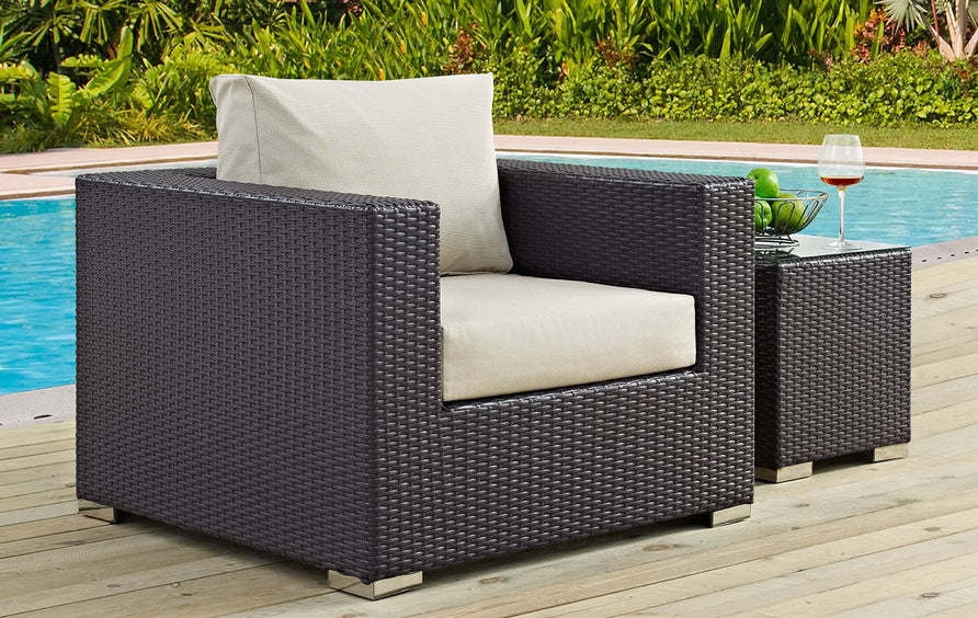 Sienna Outdoor Patio Armchair in Espresso Beige