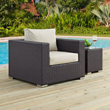 Sienna Outdoor Patio Armchair in Espresso Beige