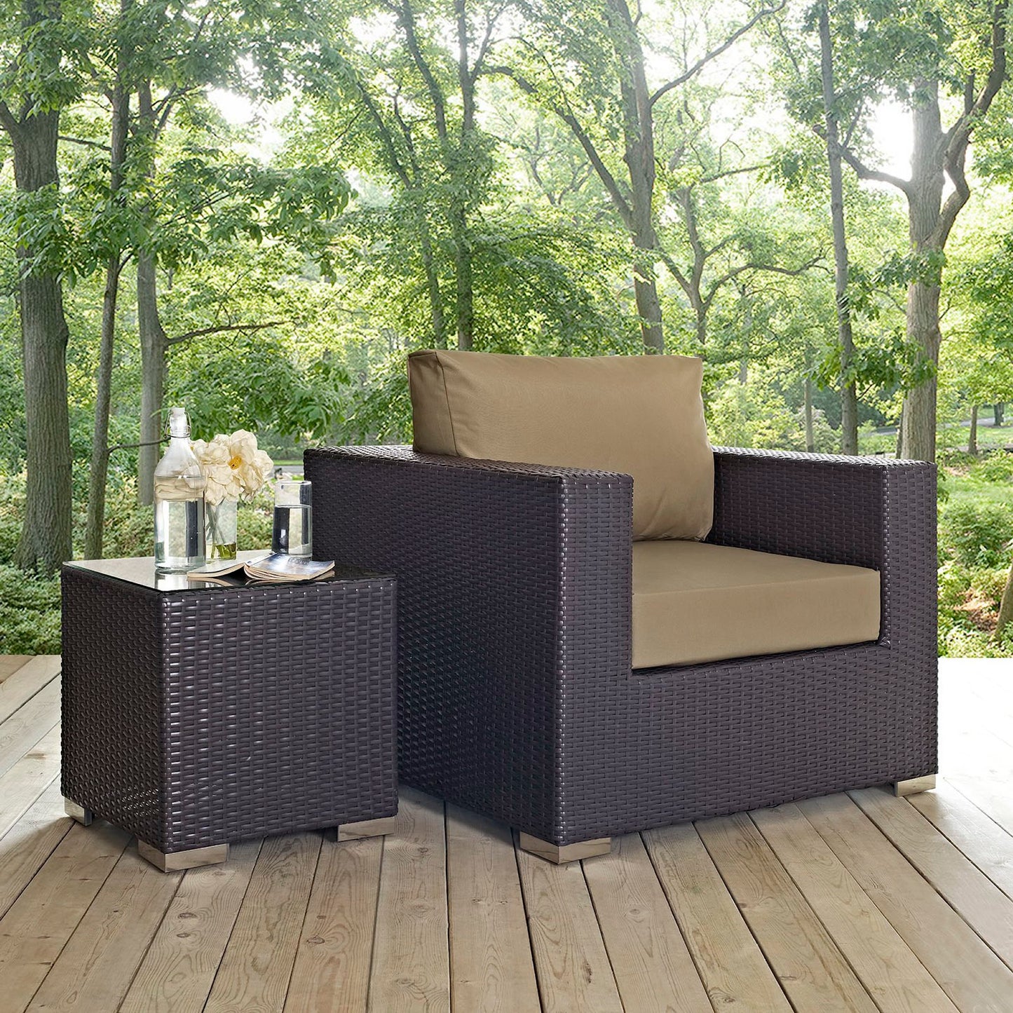 Sienna Outdoor Patio Armchair in Espresso Mocha