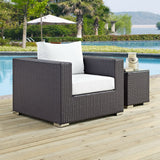 Sienna Outdoor Patio Armchair in Espresso White