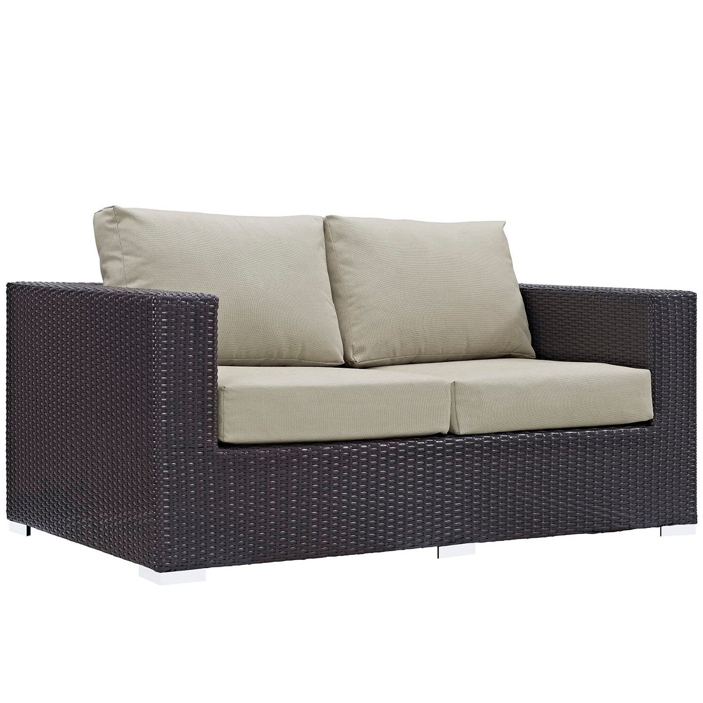 Sienna Outdoor Patio Loveseat in Espresso Beige