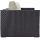 Sienna Outdoor Patio Loveseat in Espresso Beige