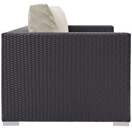 Convene Outdoor Patio Loveseat in Espresso Beige