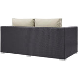Sienna Outdoor Patio Loveseat in Espresso Beige