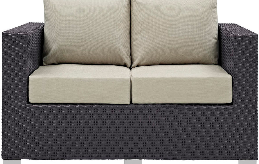 Sienna Outdoor Patio Loveseat in Espresso Beige