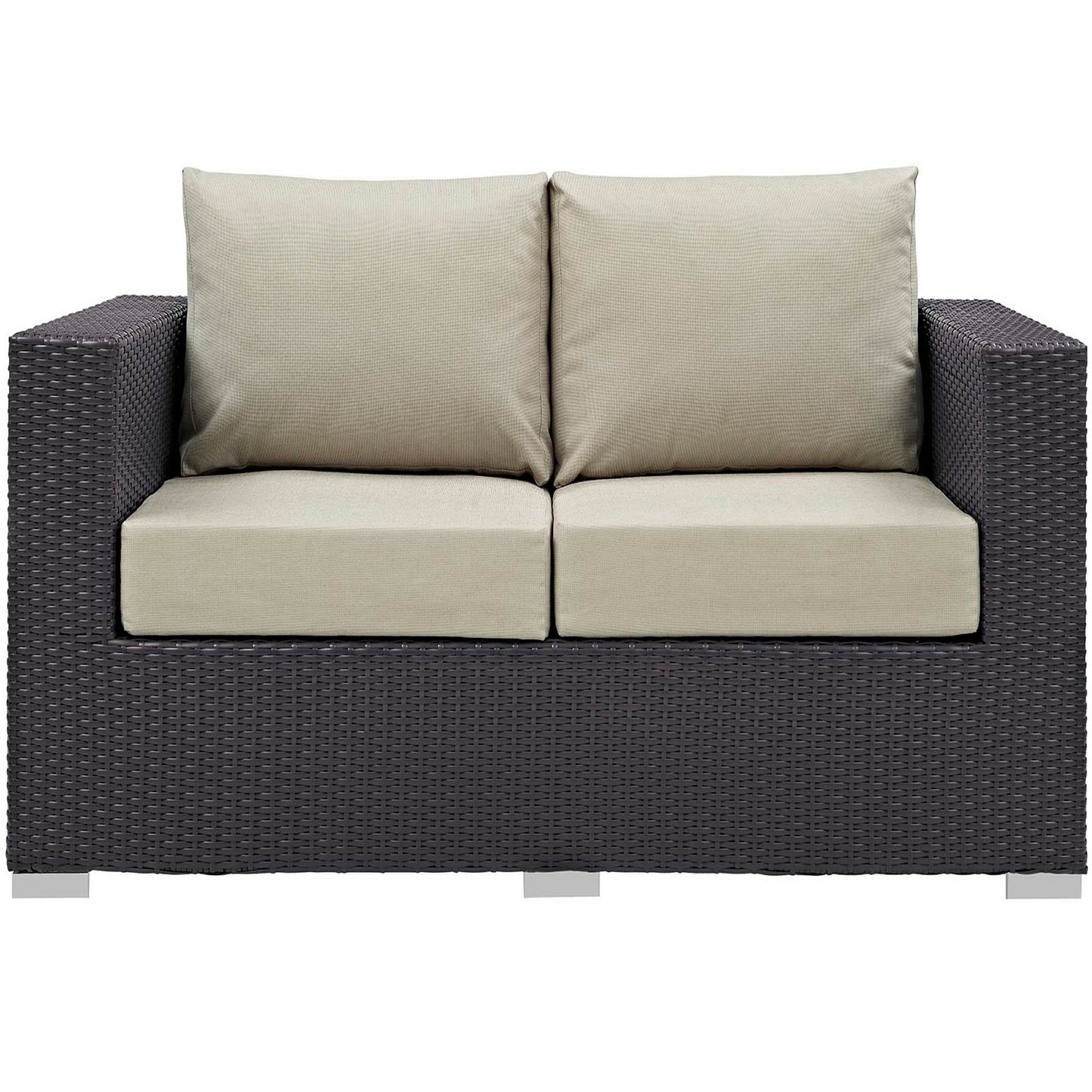 Sienna Outdoor Patio Loveseat in Espresso Beige