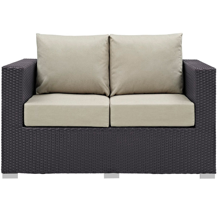 Sienna Outdoor Patio Loveseat in Espresso Beige